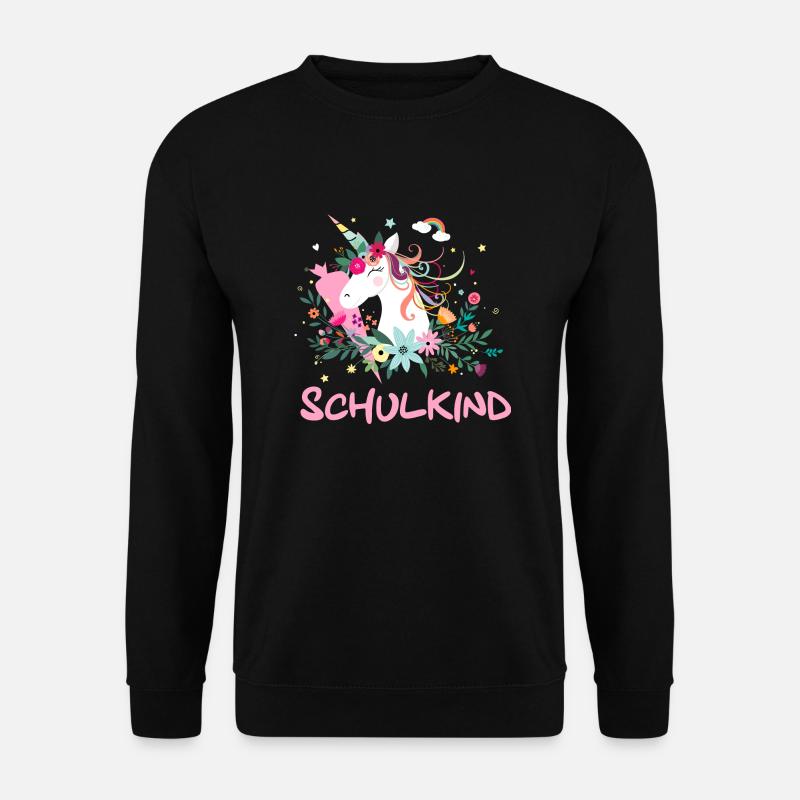 Schulkind Geschenk Einhorn mit Schultüte - Unisex Pullover - Schwarz