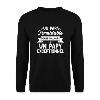 Papa Formidable Donne Toujours Papy Exceptionnel - Sweat-shirt Unisexe - noir - Devant - Alina (178cm) & Michal (187cm)