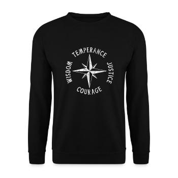TEMPERANCE JUSTICE COURAGE WISDOM Stoic Virtue - Unisex Sweatshirt - black - Front - Alina (178cm) & Michal (187cm)