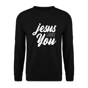 Jesus loves you - Jesus liebt dich - Christlich - Unisex Pullover - Schwarz - Vorne - Alina (178cm) & Michal (187cm)
