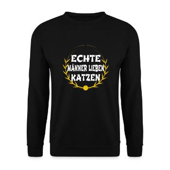 zitat frech i love haustier katzenaugen tiere - Unisex Pullover - Schwarz - Vorne - Alina (178cm) & Michal (187cm)