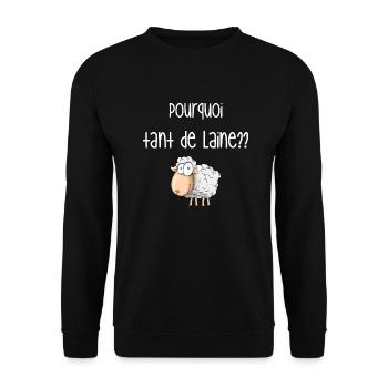 Pourquoi tant de laine? humour - Sweat-shirt Unisexe - noir - Devant - Alina (178cm) & Michal (187cm)