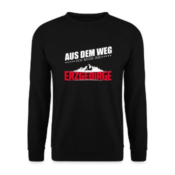 Aus dem Weg ich muss ins Erzgebirge - Unisex Pullover - Schwarz - Vorne - Alina (178cm) & Michal (187cm)