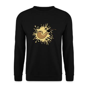 Klecks Tabakpfeife Raucher - Unisex Pullover - Schwarz - Vorne - Alina (178cm) & Michal (187cm)