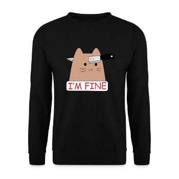 I'm Fine Funny Cat - Unisex Sweatshirt - black - Front - Alina (178cm) & Michal (187cm)