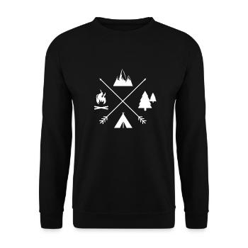Campingzeit individuell - Unisex Pullover - Schwarz - Vorne - Alina (178cm) & Michal (187cm)