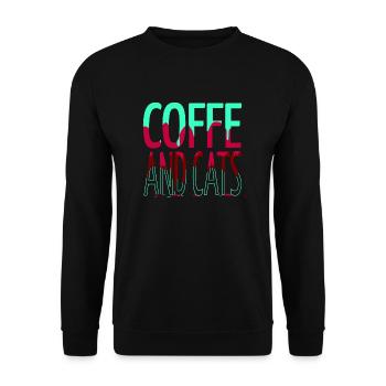 gift business cat tshirts coffee cup aww - Unisex Sweatshirt - black - Front - Alina (178cm) & Michal (187cm)