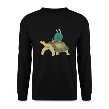 Tortue avec escargot - Sweat-shirt Unisexe - noir - Devant - Alina (178cm) & Michal (187cm)