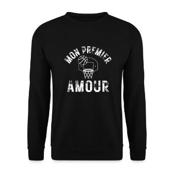 Basketball tee -cadeau fan de basketball - Sweat-shirt Unisexe - noir - Devant - Alina (178cm) & Michal (187cm)