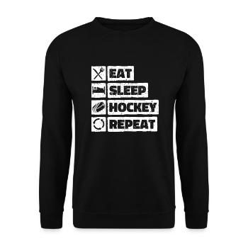 Eat Sleep Hockey Répéter le sport de hockey sur glace rétro - Sweat-shirt Unisexe - noir - Devant - Alina (178cm) & Michal (187cm)