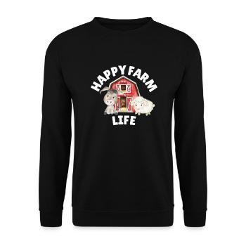 Happy Farm Life Donkey Pig Farm Farmer Stable - Unisex Sweatshirt - black - Front - Alina (178cm) & Michal (187cm)