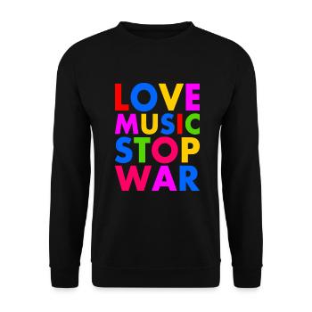 Love music stop war - Sweat-shirt Unisexe - noir - Devant - Alina (178cm) & Michal (187cm)