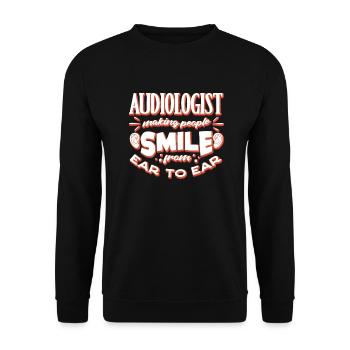 Pediatric Audiologist Audiology Smile From Ear To - Unisex Pullover - Schwarz - Vorne - Alina (178cm) & Michal (187cm)