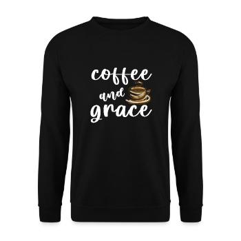 Coffee And Grace white - Unisex Sweatshirt - black - Front - Alina (178cm) & Michal (187cm)