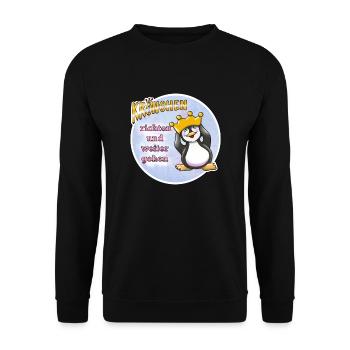 Krönchen richten Pinguin - Unisex Pullover - Schwarz - Vorne - Alina (178cm) & Michal (187cm)