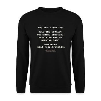 Admin Ratschlag Cookies löschen - Unisex Pullover - Schwarz - Vorne - Alina (178cm) & Michal (187cm)