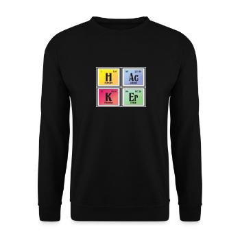 Hacker | Periodic Table of Elements - Unisex Sweatshirt - black - Front - Alina (178cm) & Michal (187cm)