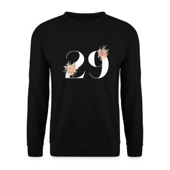 Blumen zum 29-jährigen Jubiläum (Geschenk von 29 Jahren) - Unisex Pullover - Schwarz - Vorne - Alina (178cm) & Michal (187cm)