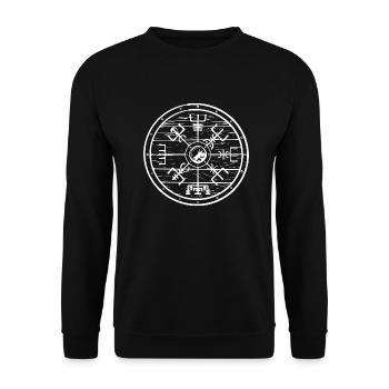 Wikinger Symbol Nordische Zeichen Schild Vegvisir - Unisex Pullover - Schwarz - Vorne - Alina (178cm) & Michal (187cm)