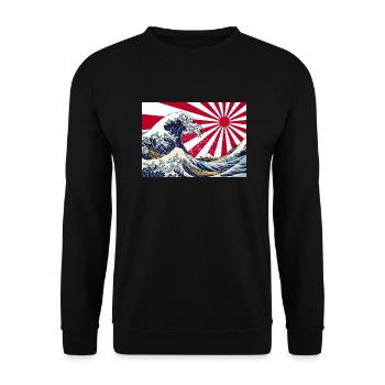 Land of the Rising Sun Japanese Hokusai Wave Art - Unisex Sweatshirt - black - Front - Alina (178cm) & Michal (187cm)