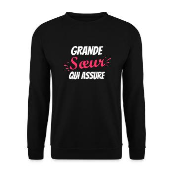 grande sœur qui assure / grande sœur d'amour - Sweat-shirt Unisexe - noir - Devant - Alina (178cm) & Michal (187cm)