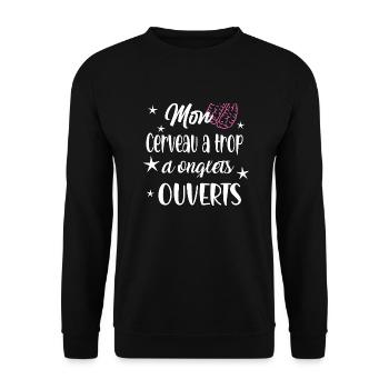 mon cerveau a trop d onglets ouverts - humour b - Sweat-shirt Unisexe - noir - Devant - Alina (178cm) & Michal (187cm)