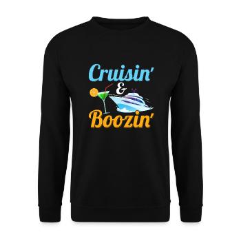 Cruisin'& Boozin Crusing Vacation Cruiser - Unisex Sweatshirt - black - Front - Alina (178cm) & Michal (187cm)
