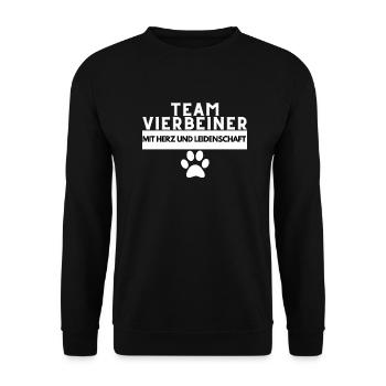 Team Vierbeiner Hund Hunde Hundeliebe Hundepfote - Unisex Pullover - Schwarz - Vorne - Alina (178cm) & Michal (187cm)
