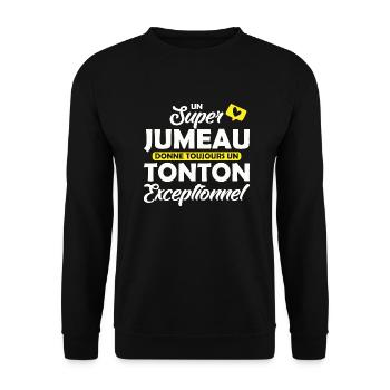 super jumeau - tonton exceptionnel / Futur Tonton - Sweat-shirt Unisexe - noir - Devant - Alina (178cm) & Michal (187cm)