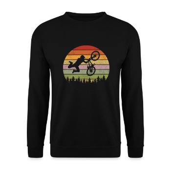 BMX Retro Radsport Geschenk Fahrrad Vintage - Unisex Pullover - Schwarz - Vorne - Alina (178cm) & Michal (187cm)