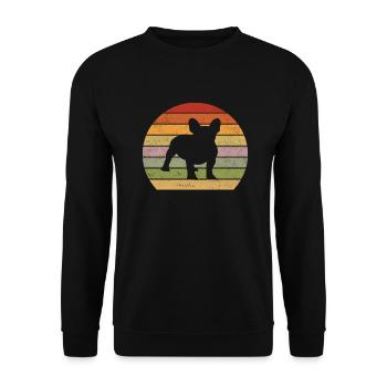 Français Bulldog Frenchie Dog Retro - Sweat-shirt Unisexe - noir - Devant - Alina (178cm) & Michal (187cm)