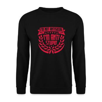 not antisocial anti stupid - Unisex Sweatshirt - black - Front - Alina (178cm) & Michal (187cm)