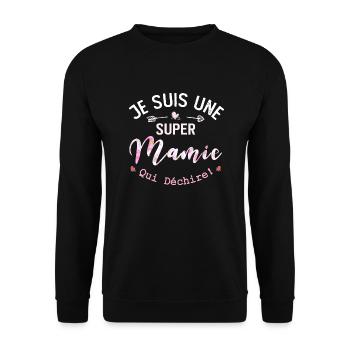 Je Suis Une Mamie Qui Déchire - Sweat-shirt Unisexe - noir - Devant - Alina (178cm) & Michal (187cm)
