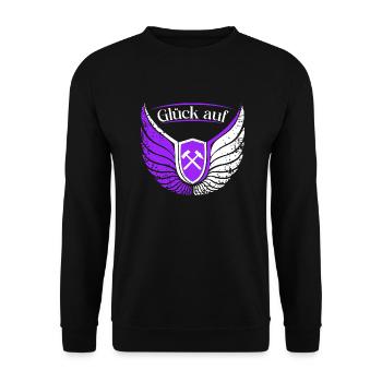 Erzgebirge Glück auf Heimat Wandern Bergbau - Unisex Pullover - Schwarz - Vorne - Alina (178cm) & Michal (187cm)