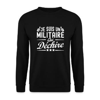 militaire qui déchire / humour militaire - Sweat-shirt Unisexe - noir - Devant - Alina (178cm) & Michal (187cm)