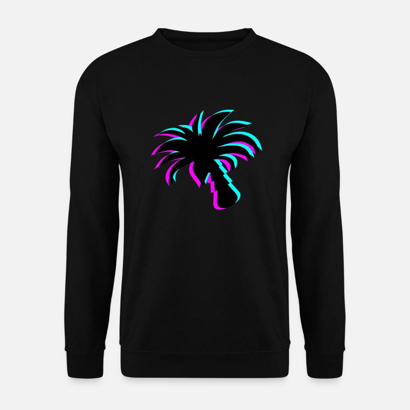 Neon Paradise: UV-leuchtende Palmen-Silhouette - Unisex Pullover - Schwarz