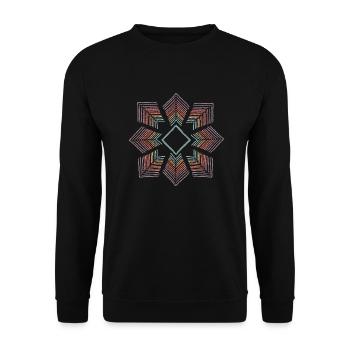 Regenbogen Blume - Unisex Pullover - Schwarz - Vorne - Alina (178cm) & Michal (187cm)