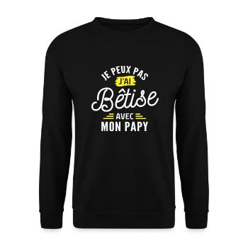 je peux pas j ai bêtise avec mon papy - Sweat-shirt Unisexe - noir - Devant - Alina (178cm) & Michal (187cm)