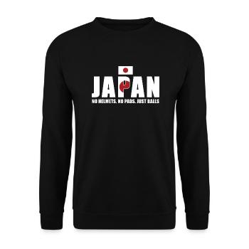 No Helmets No Pads Just Balls Japan Rugby - Unisex Pullover - Schwarz - Vorne - Alina (178cm) & Michal (187cm)