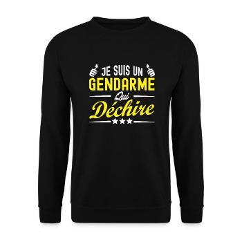 je suis un gendarme qui déchire / humour gendarme - Sweat-shirt Unisexe - noir - Devant - Alina (178cm) & Michal (187cm)