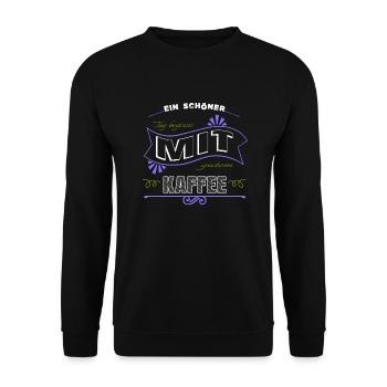 kaffeebecher arbeiten frühstück kaffeetrinker - Unisex Pullover - Schwarz - Vorne - Alina (178cm) & Michal (187cm)