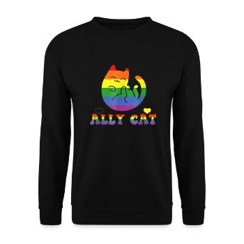 Allycat LGBT Pride Month Cat With Ally Pride Flag - Unisex Sweatshirt - black - Front - Alina (178cm) & Michal (187cm)