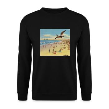 Flugsaurier am Strand - Unisex Pullover - Schwarz - Vorne - Alina (178cm) & Michal (187cm)