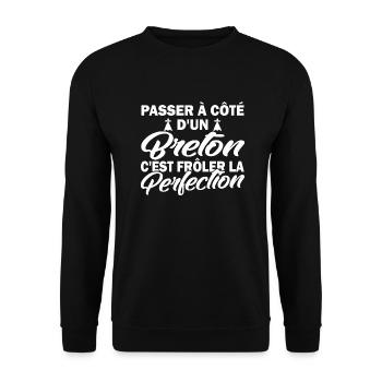 breton et perfection / cadeau humour breton - Sweat-shirt Unisexe - noir - Devant - Alina (178cm) & Michal (187cm)