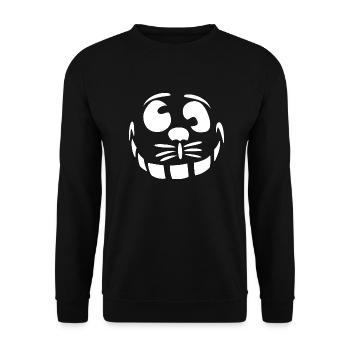 crazy cat grinning wittily - Unisex Sweatshirt - black - Front - Alina (178cm) & Michal (187cm)