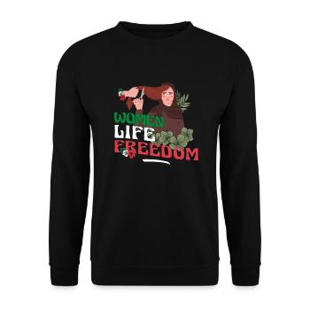 Women Life Freedom - Cute Iranian Women - Unisex Sweatshirt - black - Front - Alina (178cm) & Michal (187cm)
