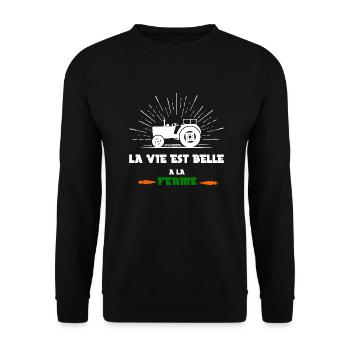 la vie est belle a la ferme - Sweat-shirt Unisexe - noir - Devant - Alina (178cm) & Michal (187cm)