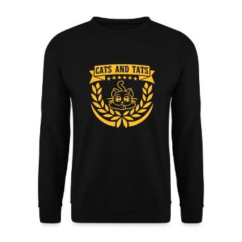 cats and tats Zitat - Unisex Pullover - Schwarz - Vorne - Alina (178cm) & Michal (187cm)