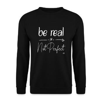 be real - not perfect - Unisex Pullover - Schwarz - Vorne - Alina (178cm) & Michal (187cm)