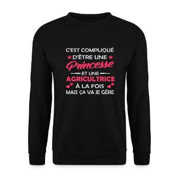 princesse et agricultrice / cadeau agricultrice - Sweat-shirt Unisexe - noir - Devant - Alina (178cm) & Michal (187cm)